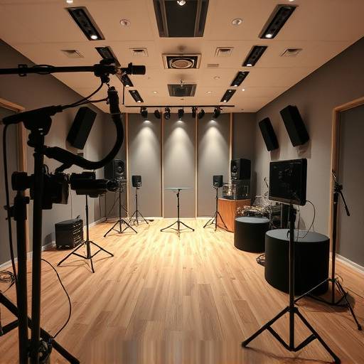 Angle view of Studio C featuring equipment