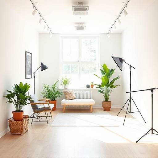 Modern photography studio with natural light