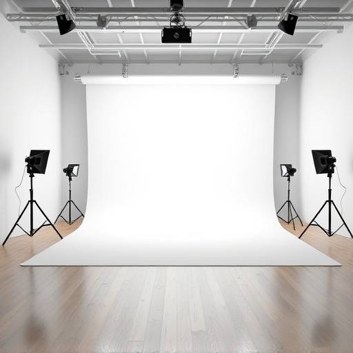 Spacious studio with cyclorama wall